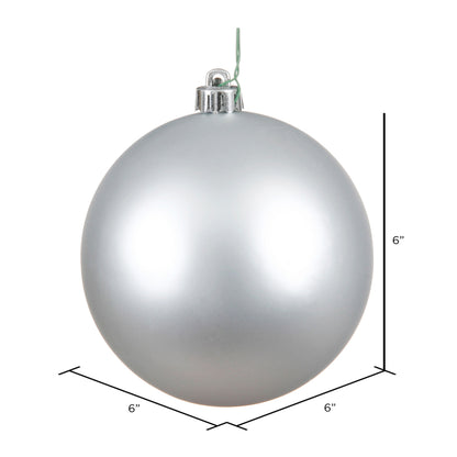 6" Shatterproof Ball Ornament - Silver - Matte - UV Treated - Bag of 4 — view 2