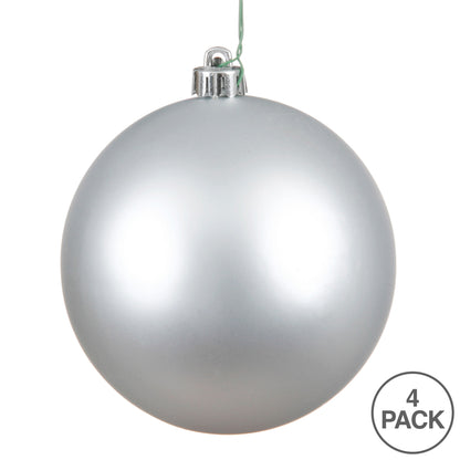 6" Shatterproof Ball Ornament - Silver - Matte - UV Treated - Bag of 4 — view 3