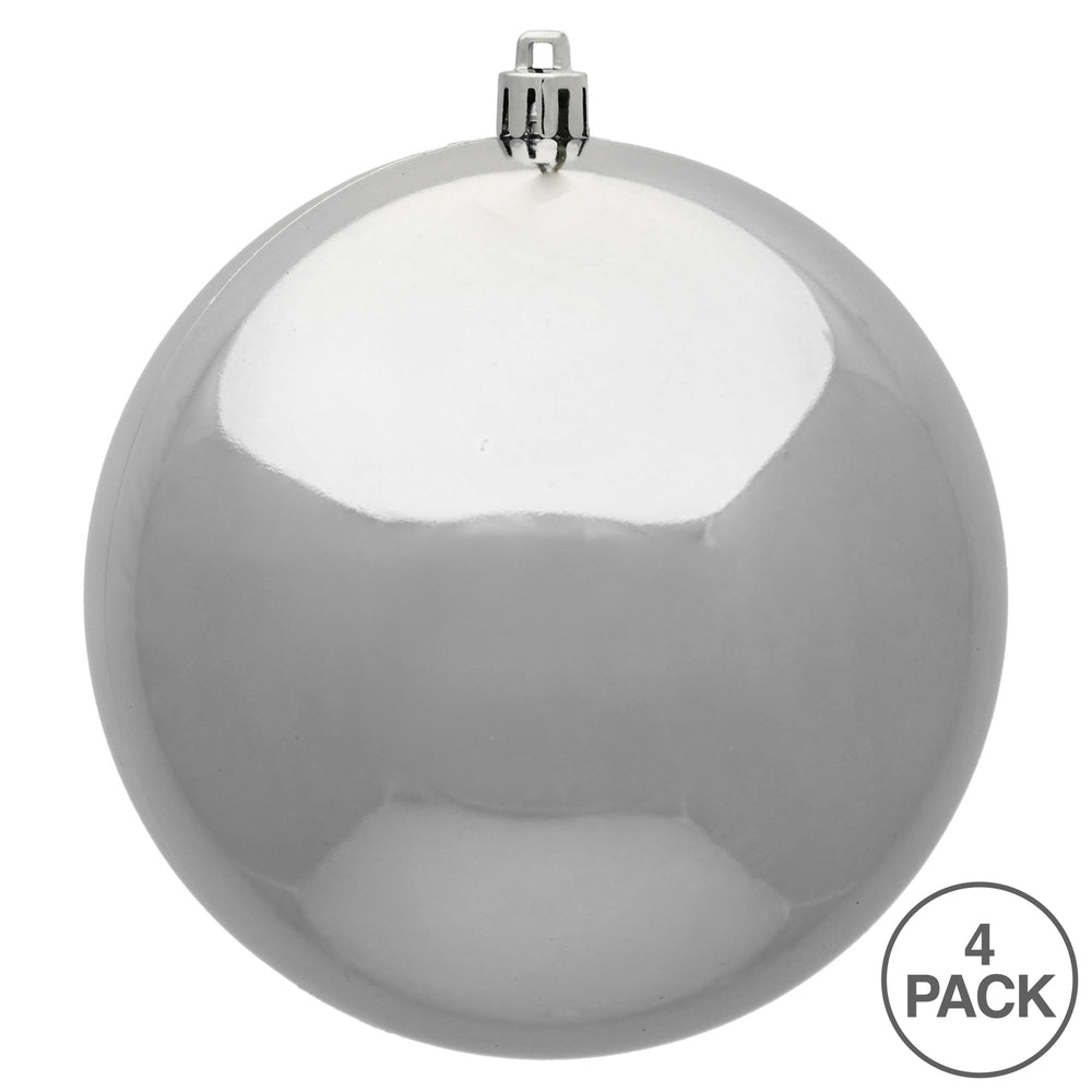 6" Shatterproof Ball Ornament - Silver - Shiny - UV Treated - Bag of 4 — view 2