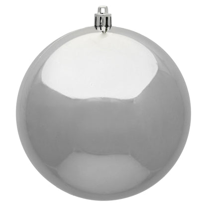 6" Shatterproof Ball Ornament - Silver - Shiny - UV Treated - Bag of 4 — view 1