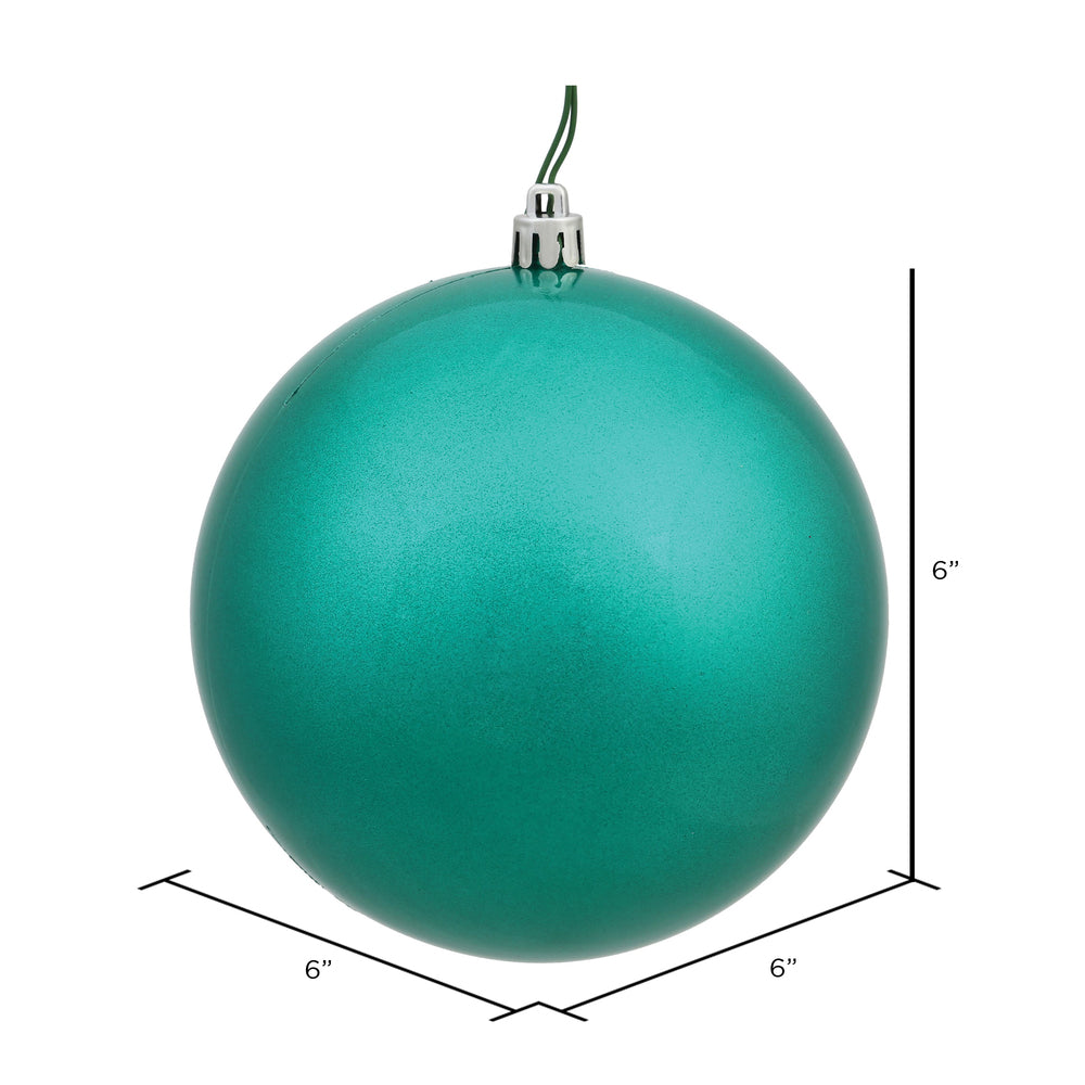 6" Shatterproof Ball Ornament - Teal - Glitter - Bag of 4 — view 2