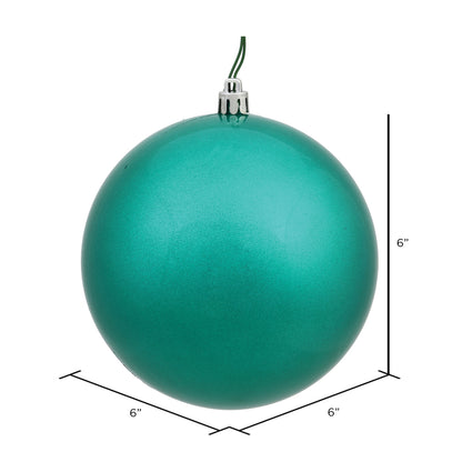 6" Shatterproof Ball Ornament - Teal - Glitter - Bag of 4 — view 2