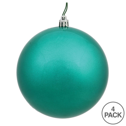 6" Shatterproof Ball Ornament - Teal - Glitter - Bag of 4 — view 3