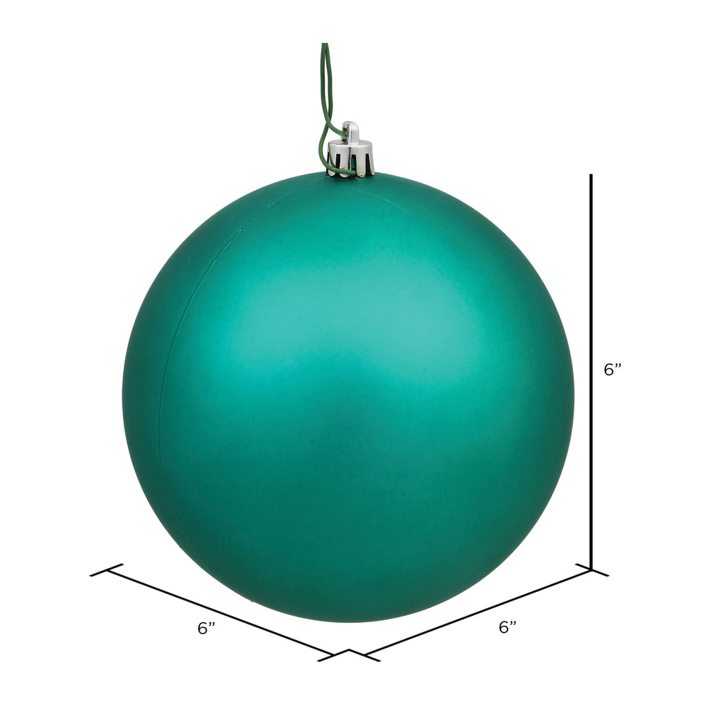 6" Shatterproof Ball Ornament - Teal - Matte - UV Treated - Bag of 4 — view 2