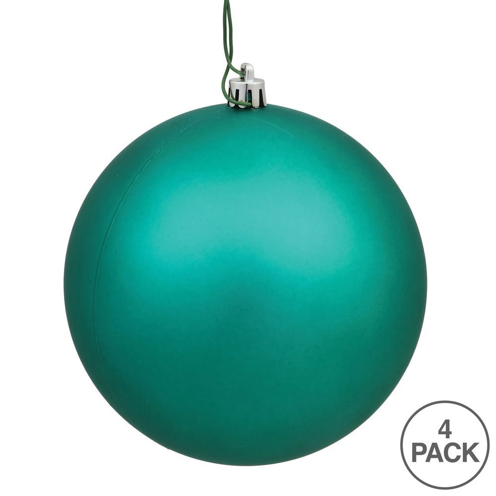 6" Shatterproof Ball Ornament - Teal - Matte - UV Treated - Bag of 4 — view 3