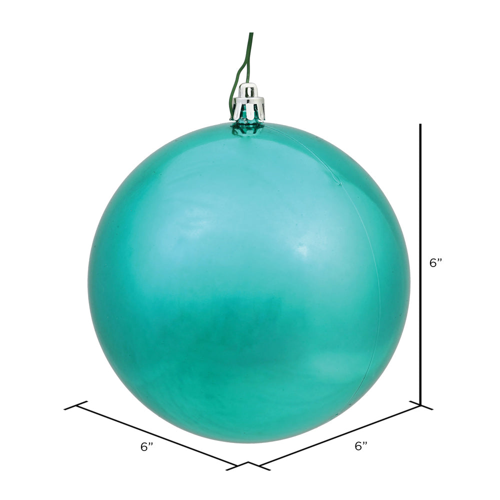 6" Shatterproof Ball Ornament - Teal - Shiny - UV Treated - Bag of 4 — view 2
