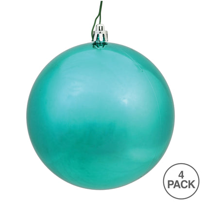 6" Shatterproof Ball Ornament - Teal - Shiny - UV Treated - Bag of 4 — view 3