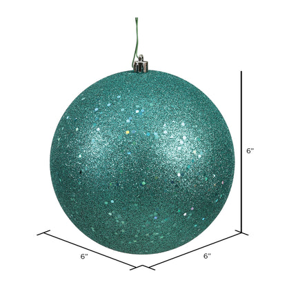 6" Shatterproof Ball Ornament - Teal - Sequin - Bag of 4 — view 2