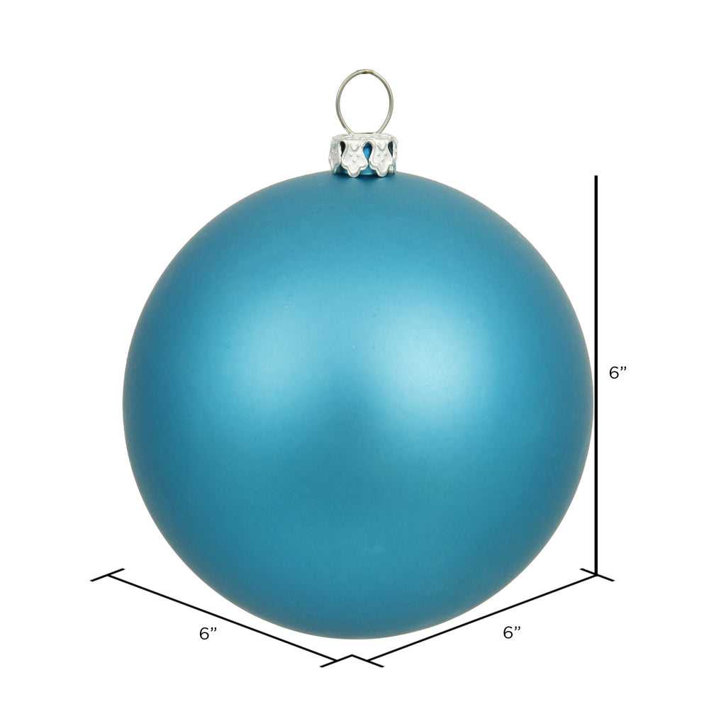 6" Shatterproof Ball Ornament - Turquoise - Matte - UV Treated - Bag of 4 — view 2