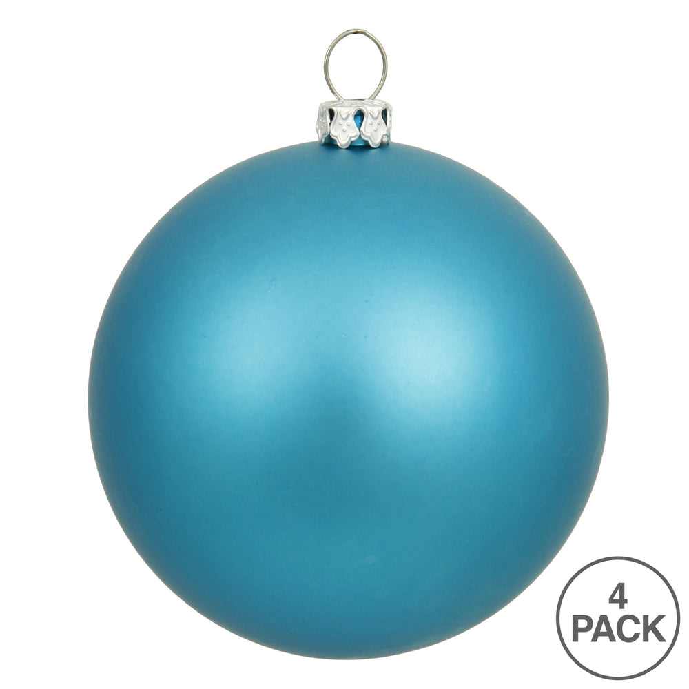 6" Shatterproof Ball Ornament - Turquoise - Matte - UV Treated - Bag of 4 — view 3