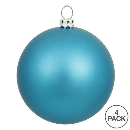 6" Shatterproof Ball Ornament - Turquoise - Matte - UV Treated - Bag of 4 — view 3