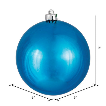 6" Shatterproof Ball Ornament - Turquoise - Shiny - UV Treated - Bag of 4 — view 2