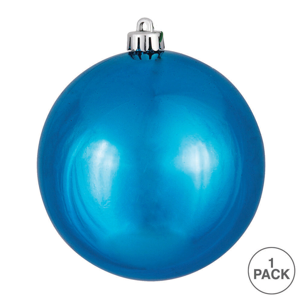 6" Shatterproof Ball Ornament - Turquoise - Shiny - UV Treated - Bag of 4 — view 3
