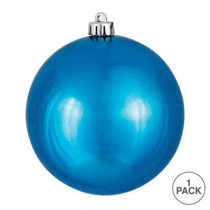 6" Shatterproof Ball Ornament - Turquoise - Shiny - UV Treated - Bag of 4 — view 3