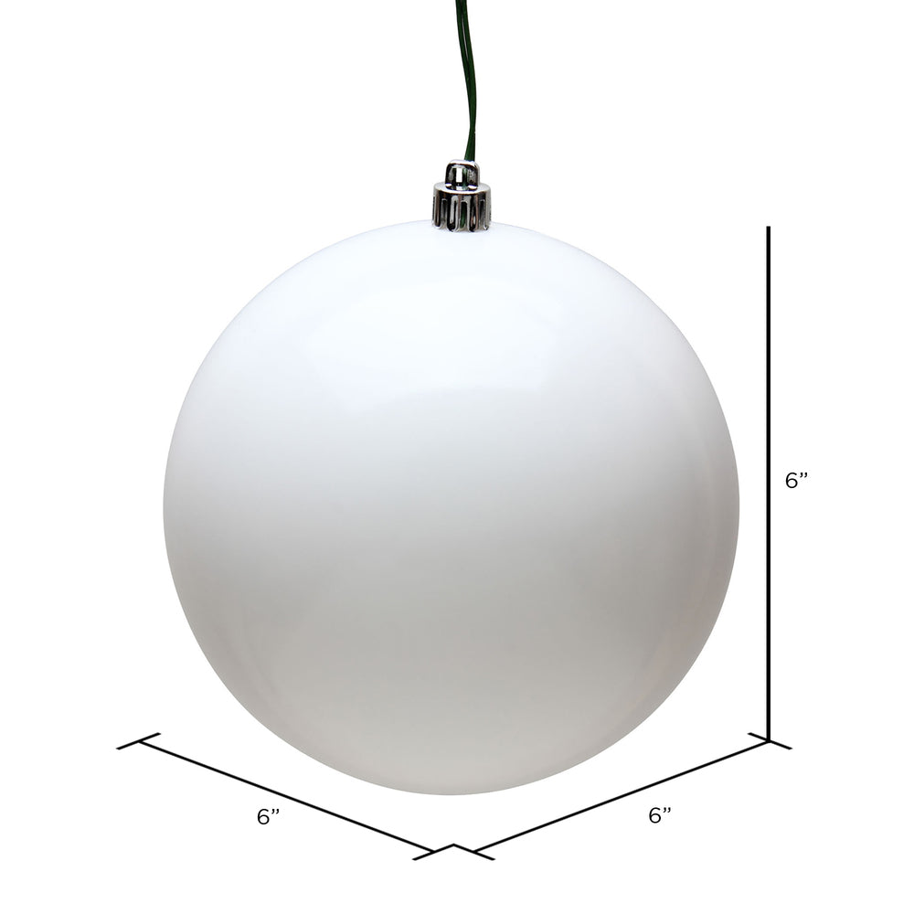 6" UV Treated Ball Ornament - White - Candy - Set of 4 — view 2
