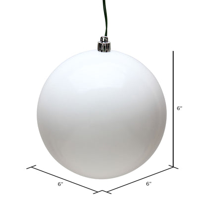 6" UV Treated Ball Ornament - White - Candy - Set of 4 — view 2