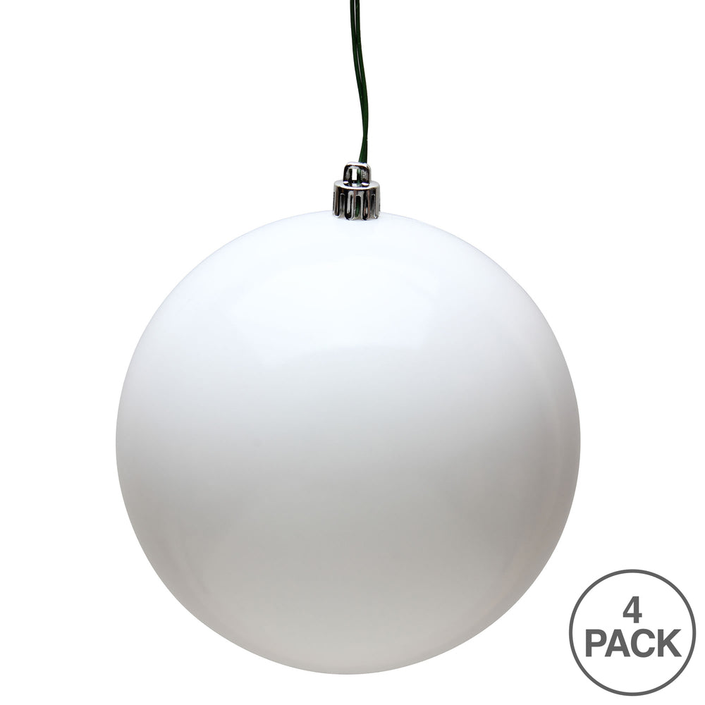 6" UV Treated Ball Ornament - White - Candy - Set of 4 — view 3