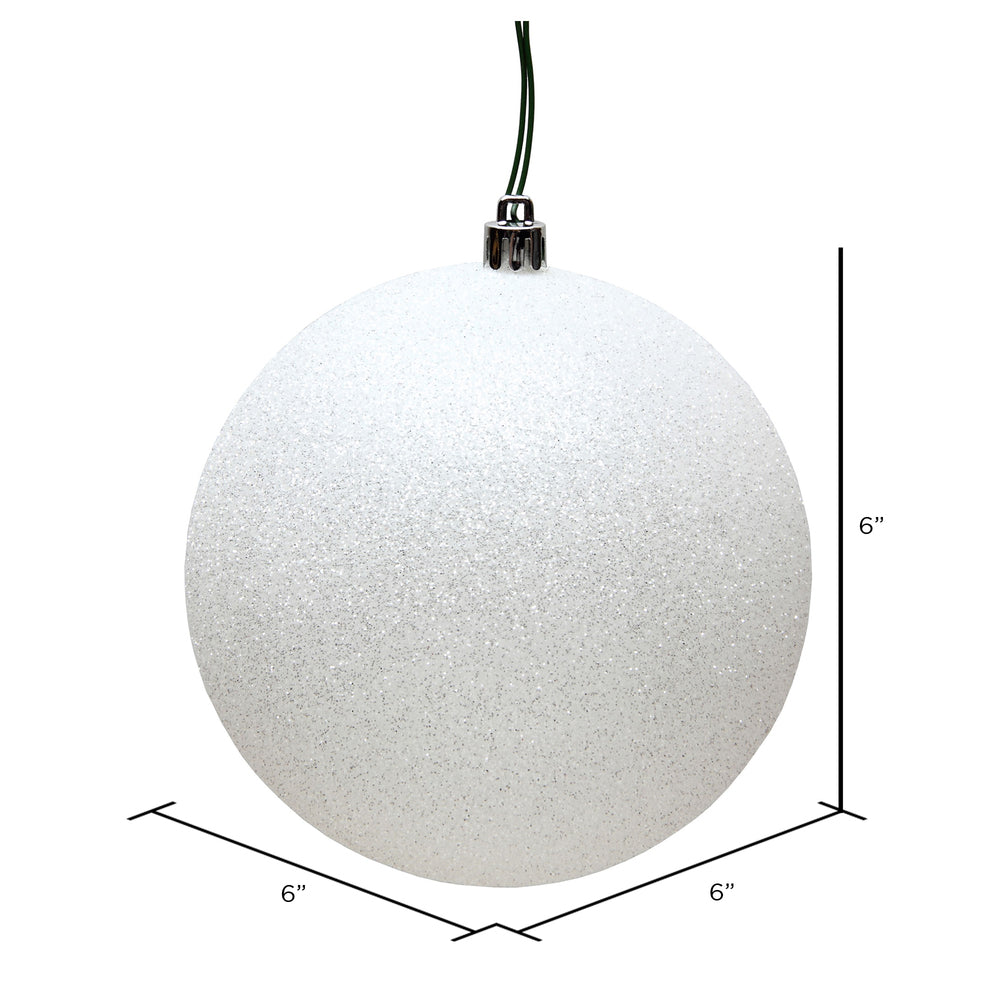6" UV Treated Ball Ornament - White - Glitter - Set of 4 — view 2