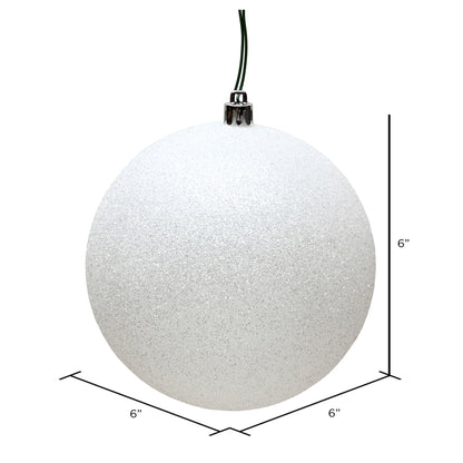 6" UV Treated Ball Ornament - White - Glitter - Set of 4 — view 2