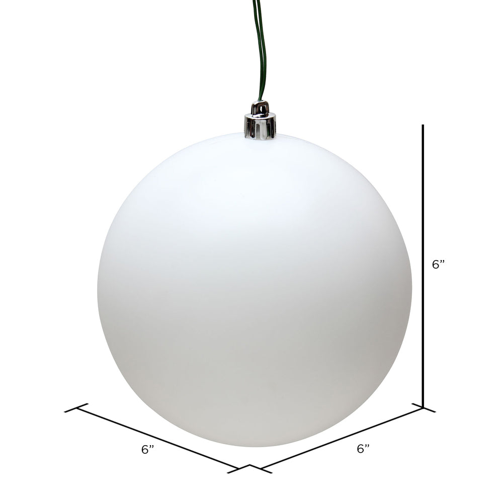 6" UV Treated Ball Ornament - White - Matte - Set of 4 — view 2
