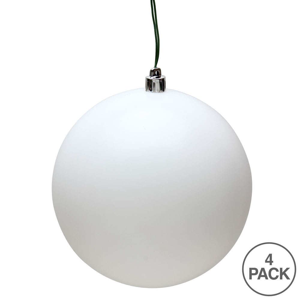 6" UV Treated Ball Ornament - White - Matte - Set of 4 — view 3