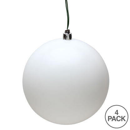 6" UV Treated Ball Ornament - White - Matte - Set of 4 — view 3