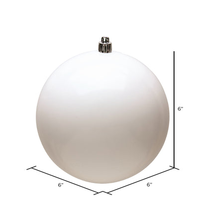 6" UV Treated Ball Ornament - White - Shiny - Set of 4 — view 2