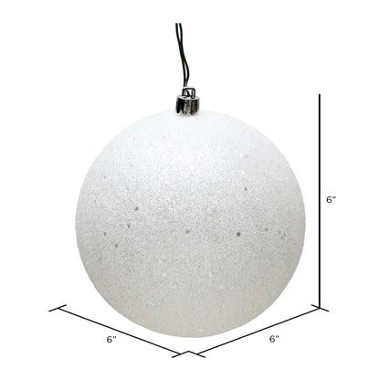 6" UV Treated Ball Ornament - White - Sequin - Set of 4 — view 2