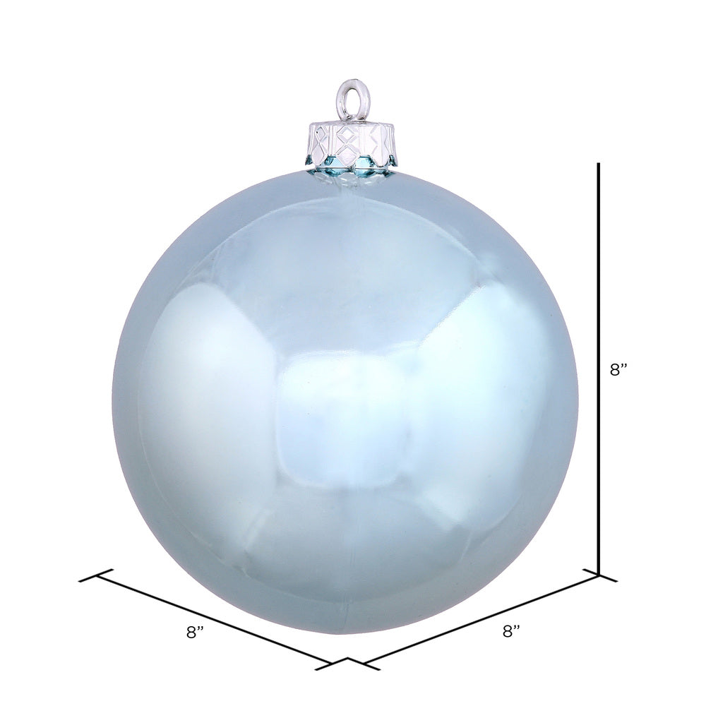 8" Shatterproof Ball Ornament - Baby Blue - Shiny - UV Treated — view 2