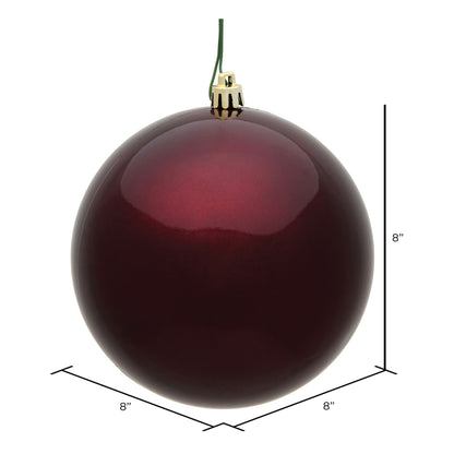 8" Shatterproof Ball Ornament - Burgundy - Candy - UV Treated — view 2