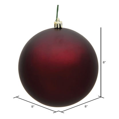 8" Shatterproof Ball Ornament - Burgundy - Matte - UV Treated — view 2