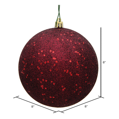8" Shatterproof Ball Ornament - Burgundy - Sequin — view 2