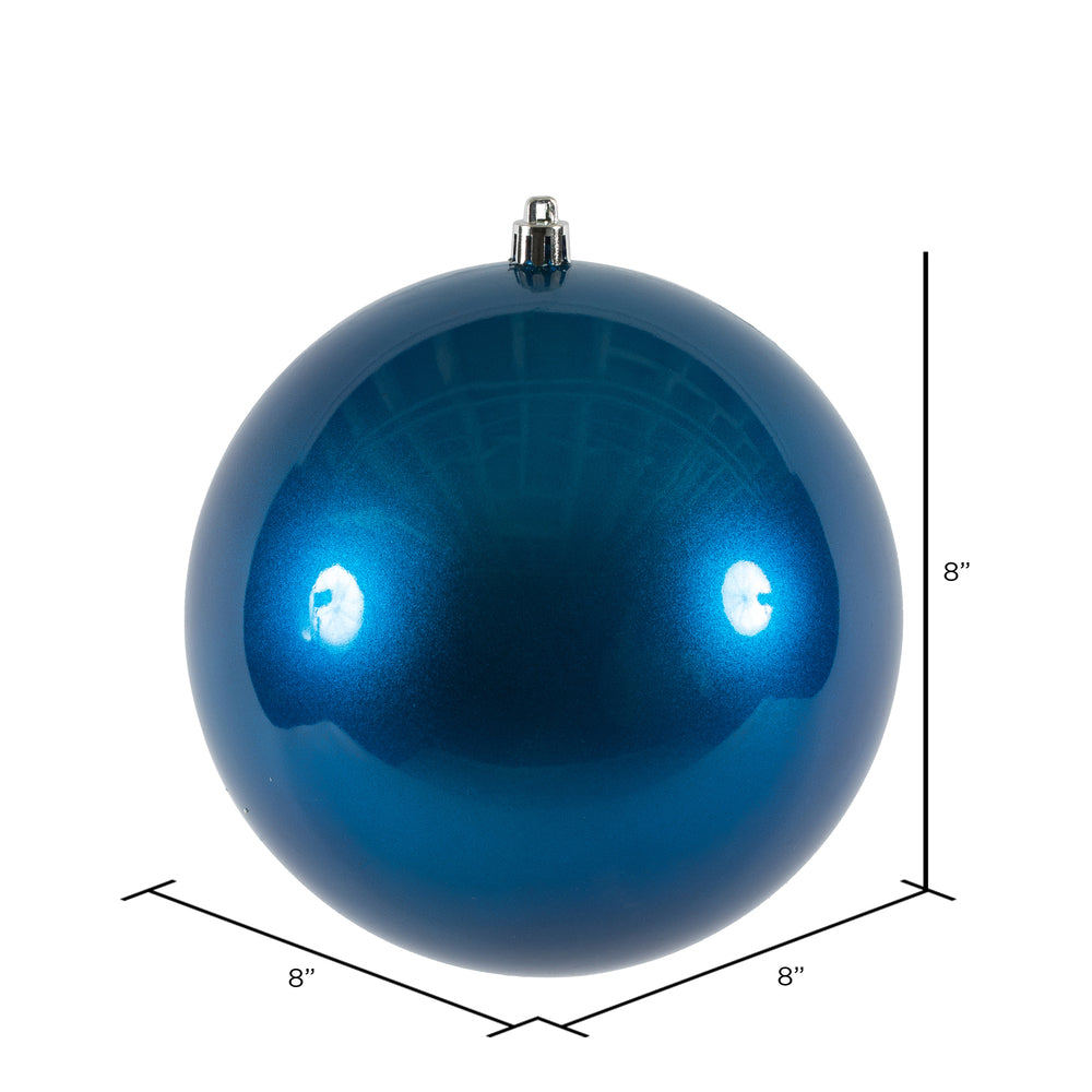 8" Shatterproof Ball Ornament - Blue - Candy - UV Treated — view 2
