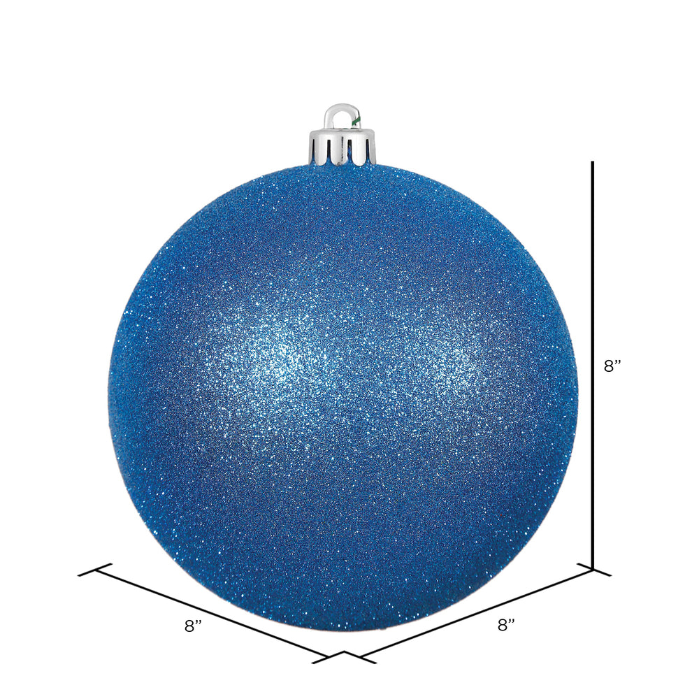 8" Shatterproof Ball Ornament - Blue - Glitter — view 2