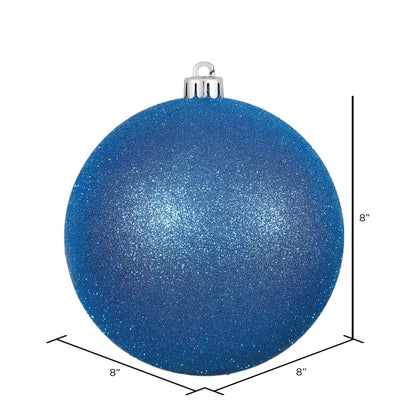8" Shatterproof Ball Ornament - Blue - Glitter — view 2