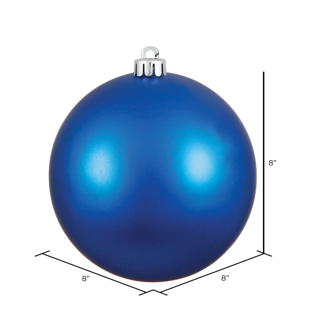 8" Shatterproof Ball Ornament - Blue - Matte - UV Treated — view 2