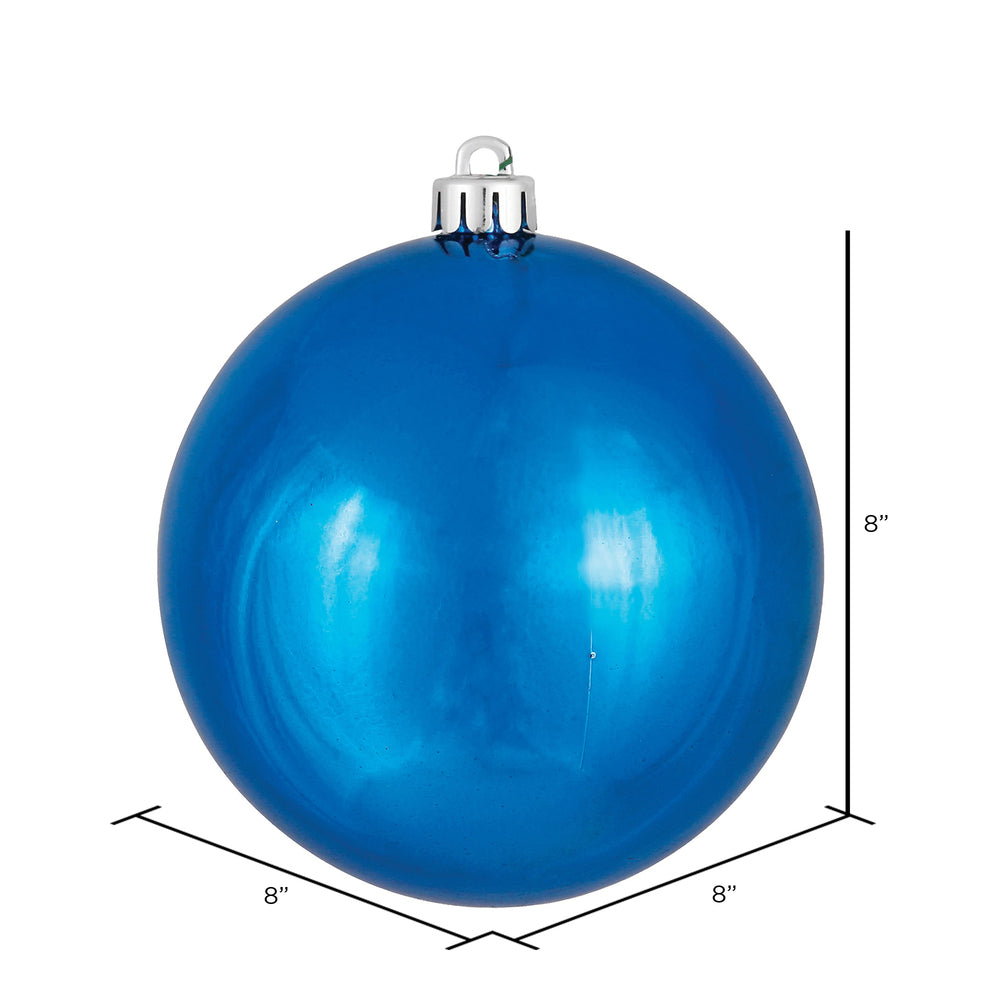 8" Shatterproof Ball Ornament - Blue - Shiny - UV Treated — view 2