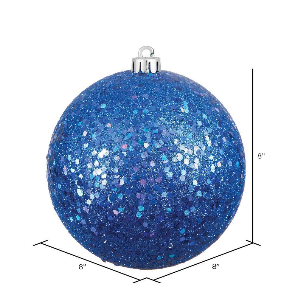 8" Shatterproof Ball Ornament - Blue - Sequin — view 2