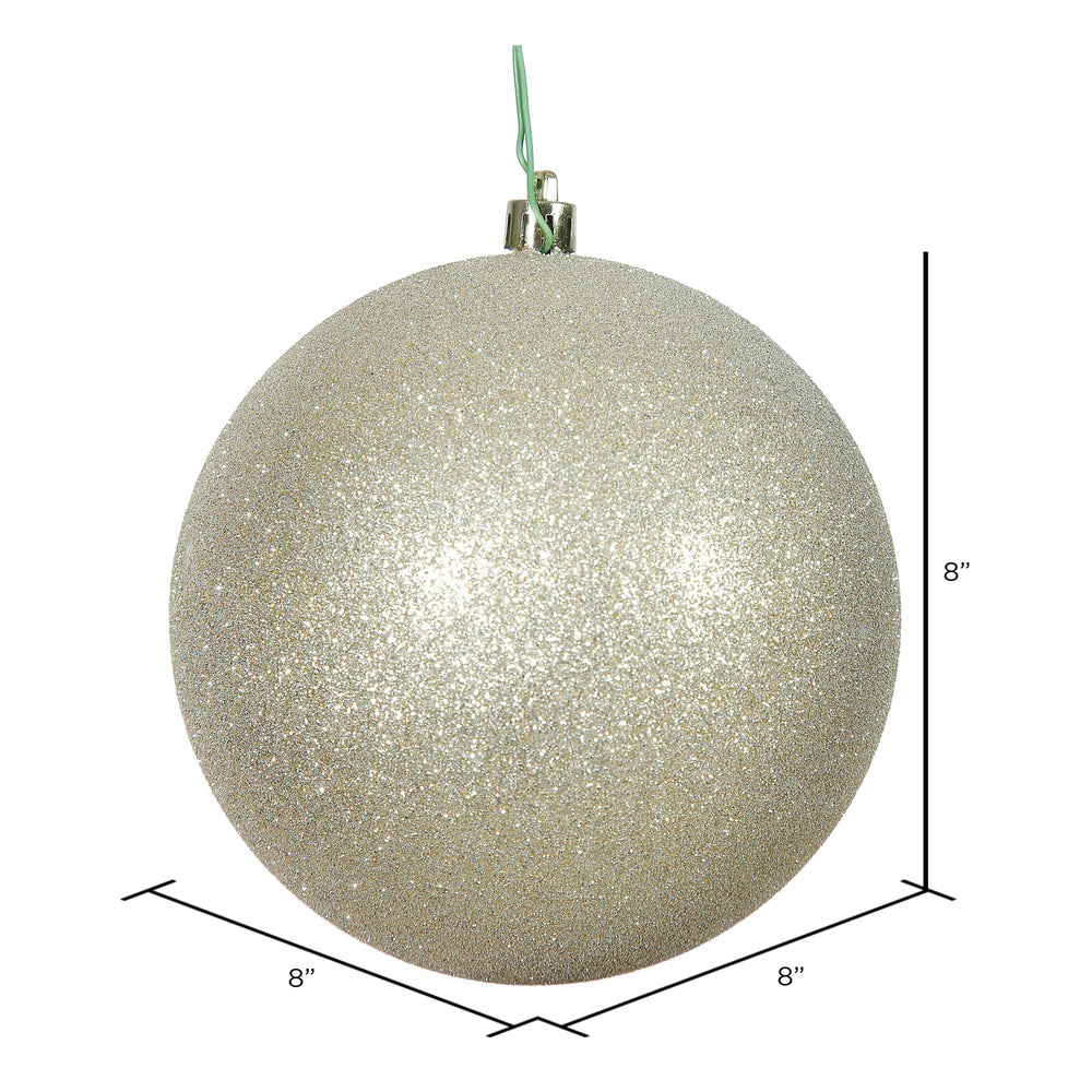 8" Shatterproof Ball Ornament - Champagne - Glitter — view 2