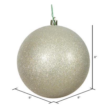 8" Shatterproof Ball Ornament - Champagne - Glitter — view 2