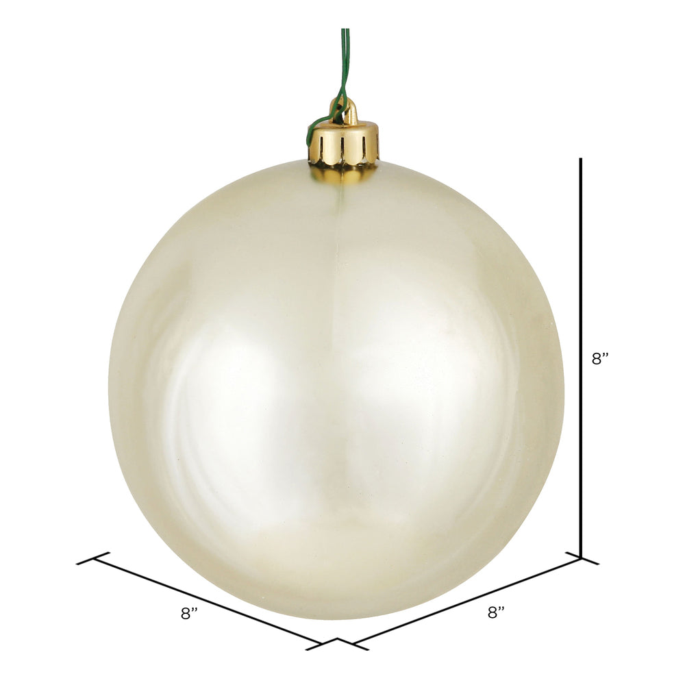 8" Shatterproof Ball Ornament - Champagne - Shiny - UV Treated — view 3