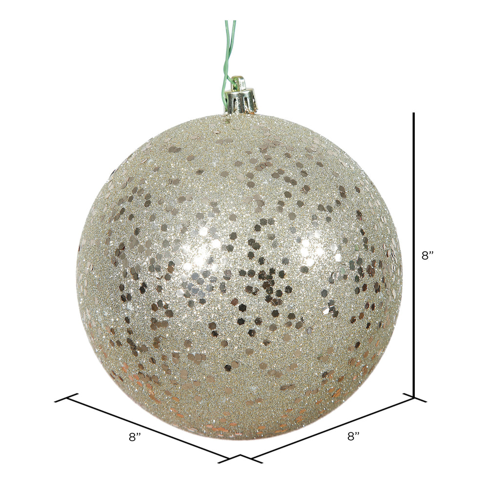 8" Shatterproof Ball Ornament - Champagne - Sequin — view 2