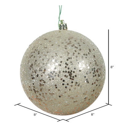 8" Shatterproof Ball Ornament - Champagne - Sequin — view 2