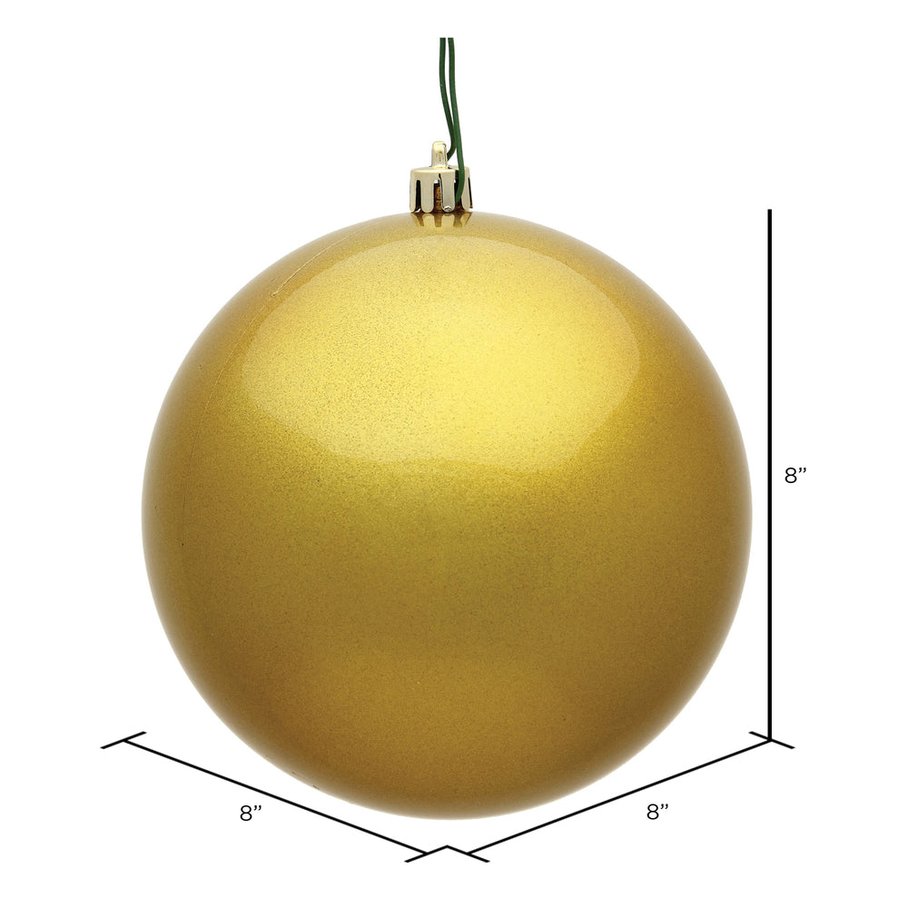 8" Shatterproof Ball Ornament - Gold - Candy - UV Treated — view 2