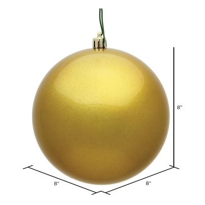 8" Shatterproof Ball Ornament - Gold - Candy - UV Treated — view 2
