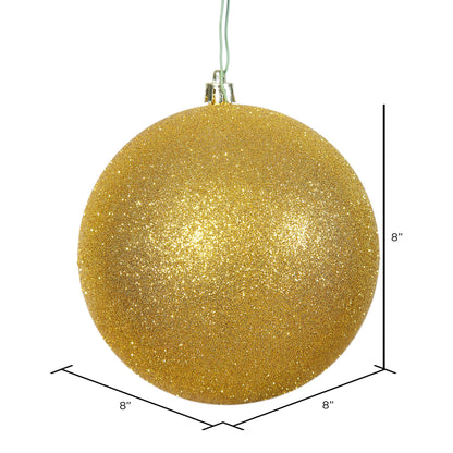 8" Shatterproof Ball Ornament - Gold - Glitter — view 2