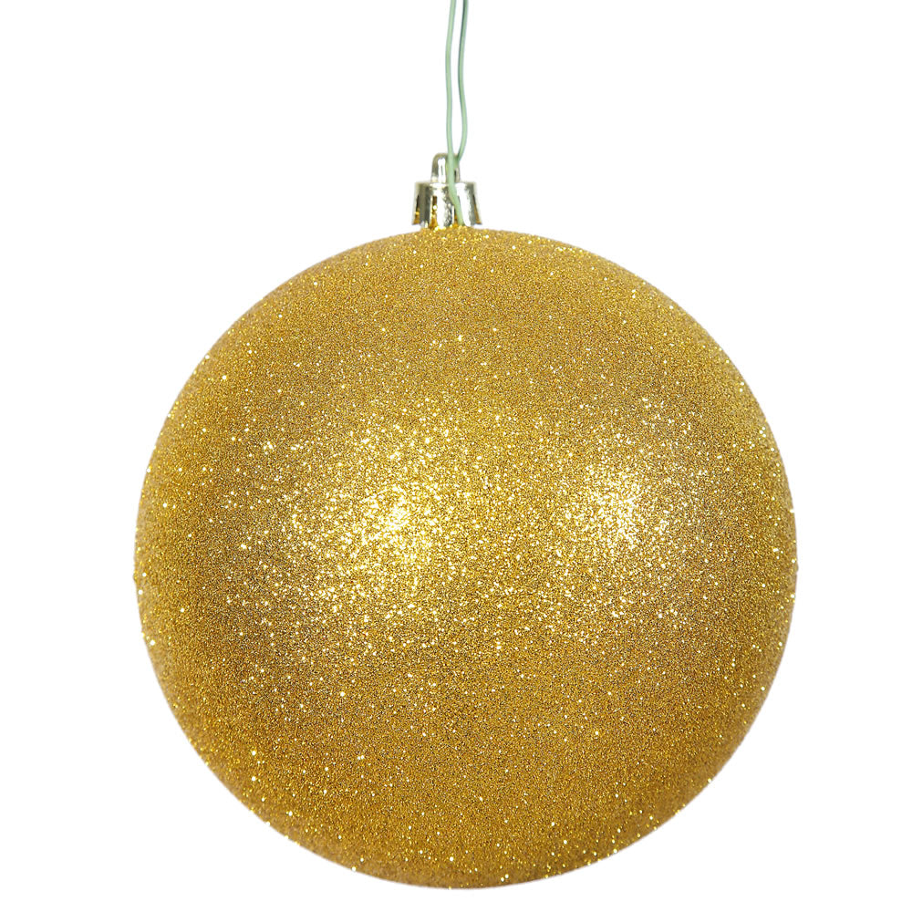 8" Shatterproof Ball Ornament - Gold - Glitter — view 1