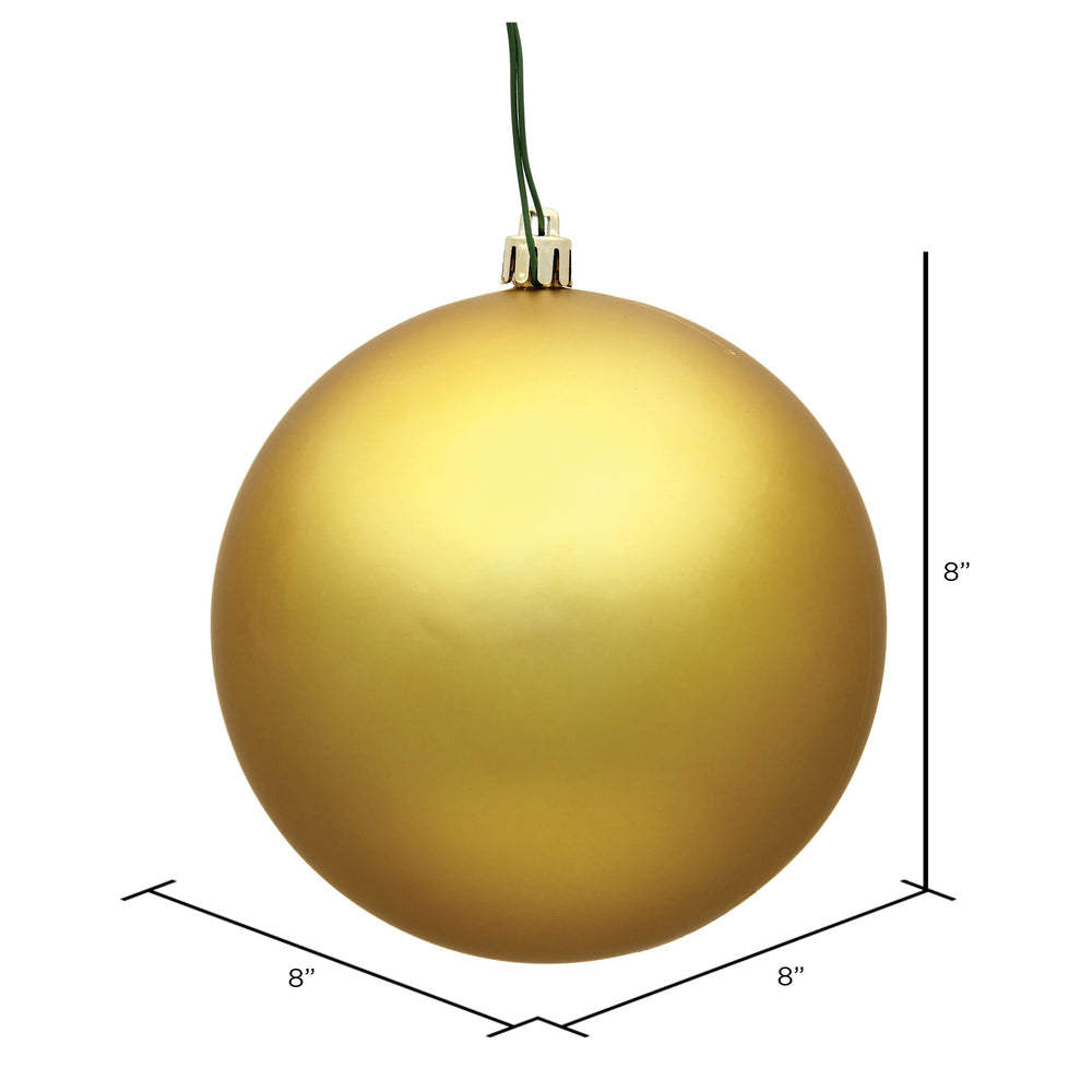 8" Shatterproof Ball Ornament - Gold - Matte - UV Treated — view 2