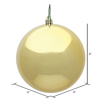 8" Shatterproof Ball Ornament - Gold - Shiny - UV Treated — view 2