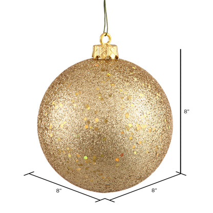 8" Shatterproof Ball Ornament - Gold - Sequin — view 2